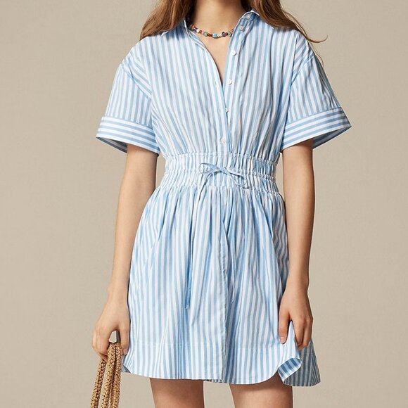 NWT J Crew Elena Mini Shirt-Dress in Striped Cotton Poplin Size 4 - Picture 1 of 3